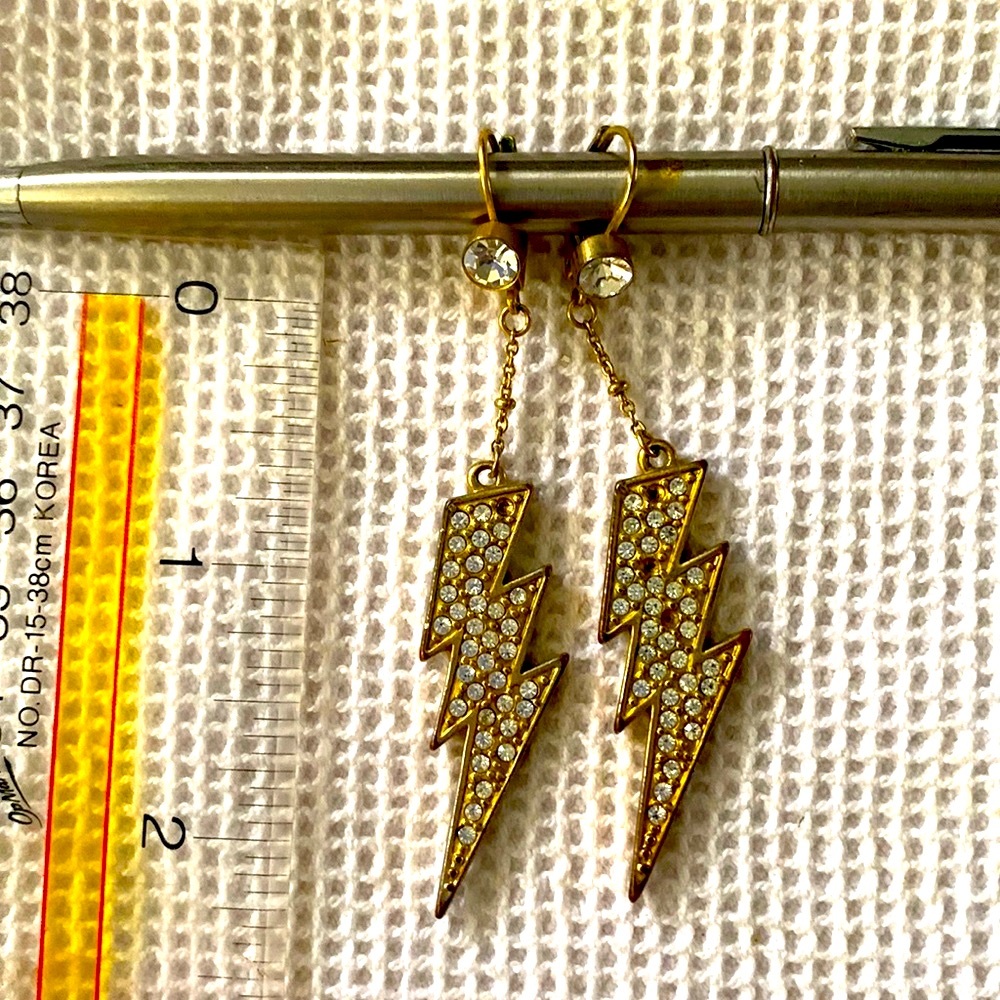 3 for $15 bundle No brand gold rhinestone lightening bolt dangling earrings